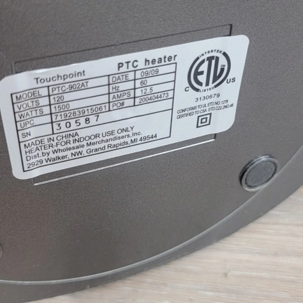 Touchpoint PTC Heater Model PTC 902AT Portable Electric Space Heater